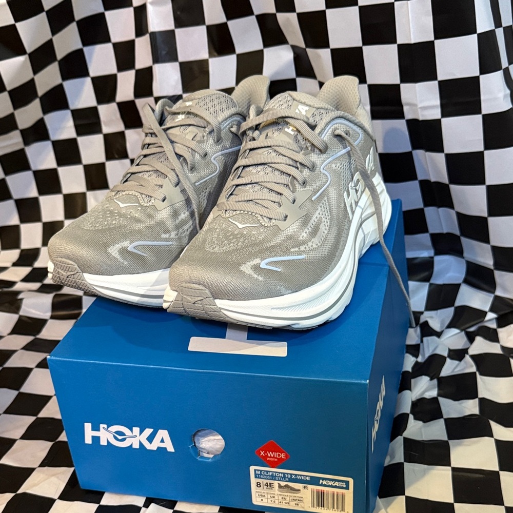 Hoka Silver Athletic Sneakers extra wide